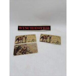 Vintage 10.75"x2" Winchester Cardboard Print W/ 3 Western Scenes Prints